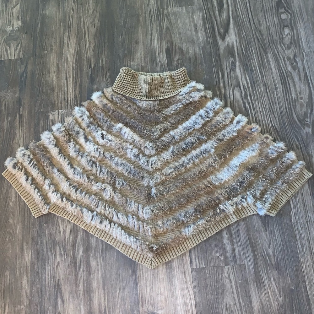 Tan Rabbit Fur Poncho